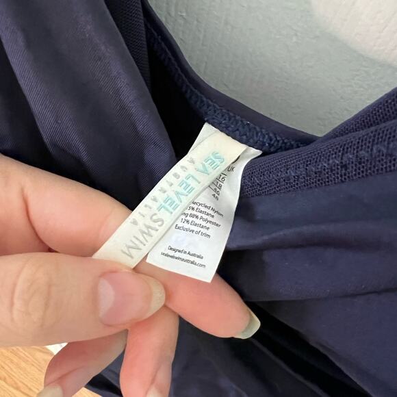 Sea Level Australia Navy Tummy Control Eco Essentials Cross Front One Piece 16 - Picture 7 of 9